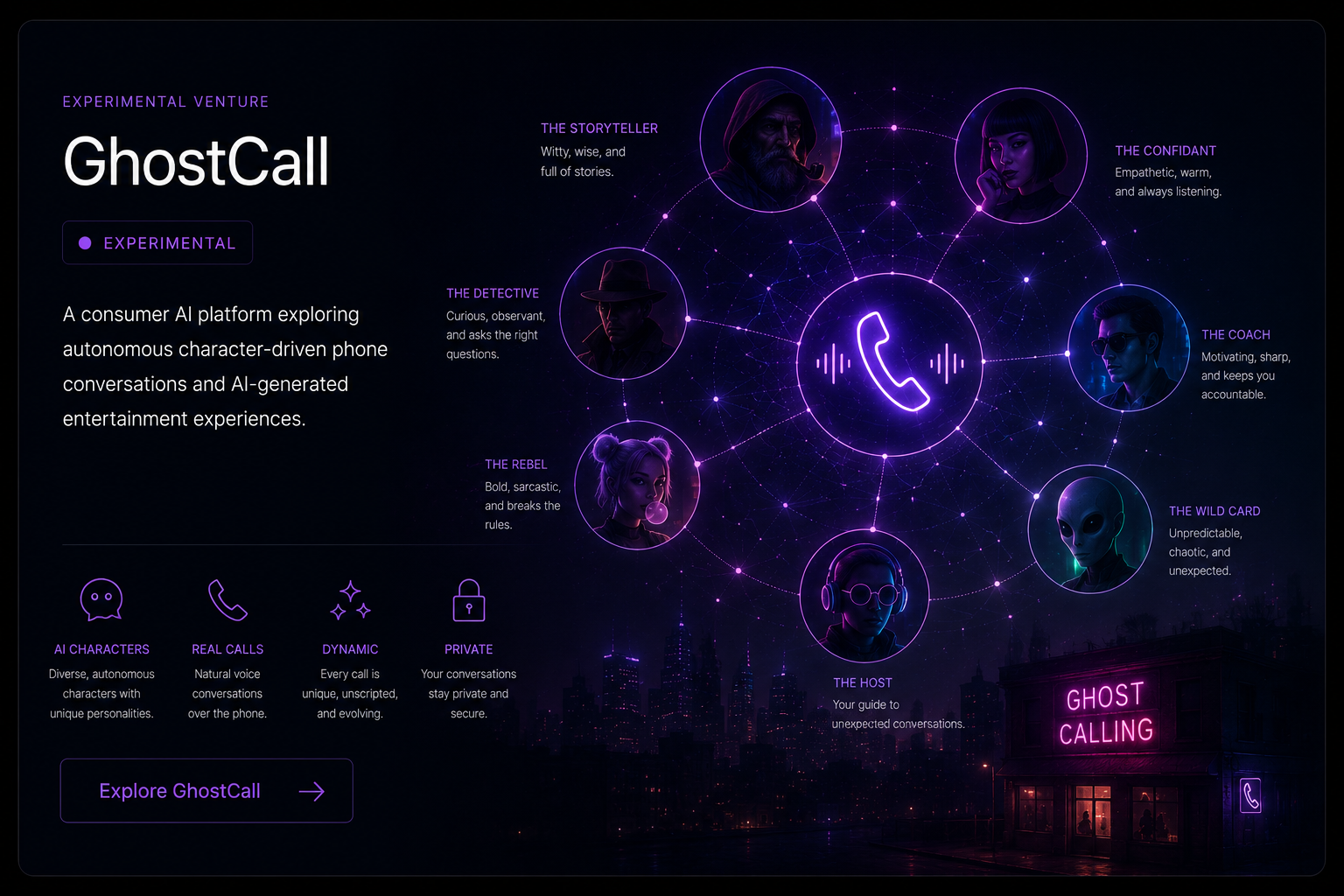 GhostCall - AI character-driven phone conversations